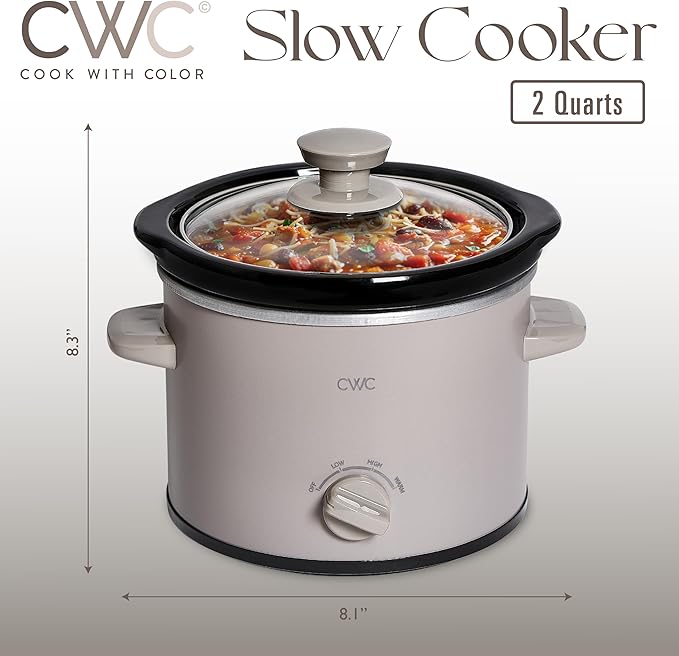 COOK WITH COLOR 2QT Mini Electric Round Slow Cooker - Image 2
