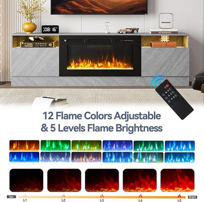 Fireplace TV Stand with Two Hinged Doors - Image 4