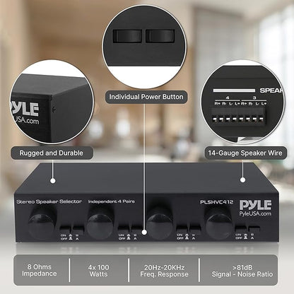 Pyle 4 Channel High Power Stereo Speaker Selector - Image 4