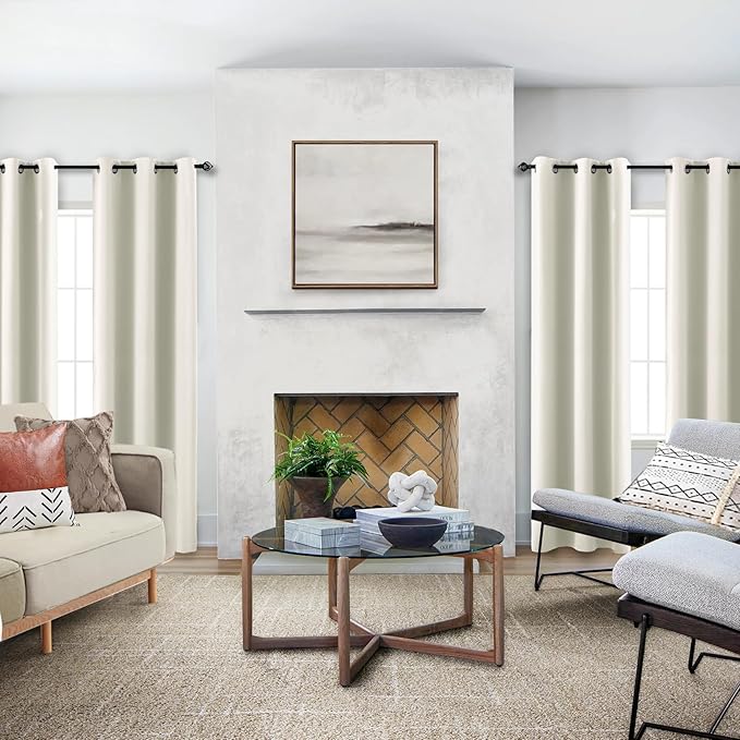 KOUFALL Cream Curtains for Small Windows, Room Darkening 80% Blackout Narrow 38 - Image 3
