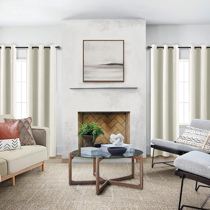 KOUFALL Cream Curtains for Small Windows, Room Darkening 80% Blackout Narrow 38 - Image 3