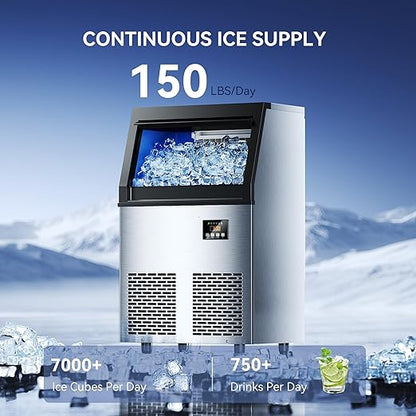 Coolski 150 lbs/24H Commercial Ice Maker Machine, 45 Cubes/6mins, 35 lbs Ice - Image 2