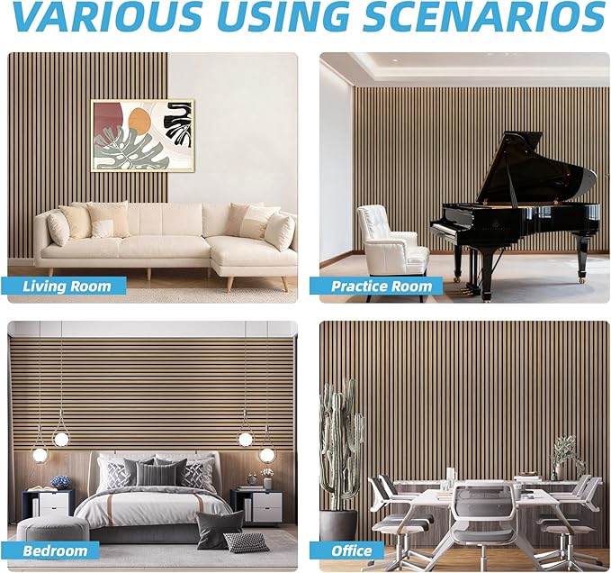 Art3d 4-Piece 94 x 12.6 Inch Acoustic Lightweight Slat Wall Panel - Image 8