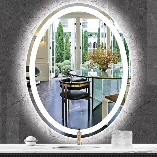 30 x 40 Inch Oval Lighted Vanity Mirror by MEIOUKA