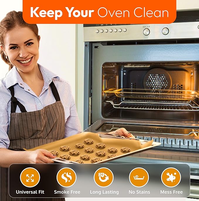 Gold 2 Pack Large Thick Heavy Duty Non Stick Teflon Oven Liners Mat, - Image 5