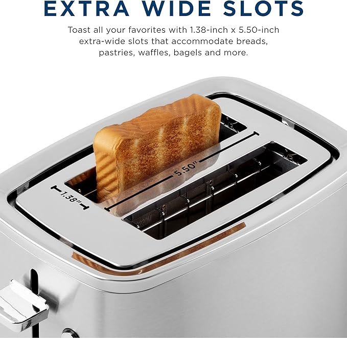 GE 2 Slice Stainless Steel Toaster, Extra Wide Slots - Image 4