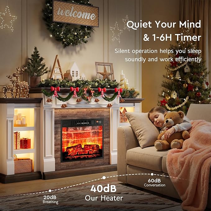 LGHM 72" Fireplace TV Stand for TVs Up to 80 Inch, Electric Fireplace - Image 4