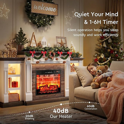 LGHM 72" Fireplace TV Stand for TVs Up to 80 Inch, Electric Fireplace - Image 4