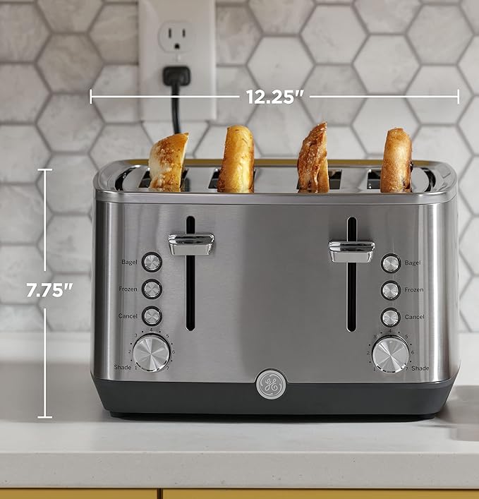 GE Stainless Steel 4 Slice Toaster | Extra Wide Slots - Image 2