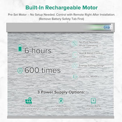 Kilonity Motorized Roller Shades, Light Filtering Remote Control Custom Window - Image 3