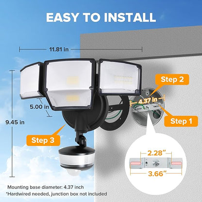 LUTEC 84W 9500LM LED Security Light Hardwire Motion Sensor Outdoor Lights - Image 9
