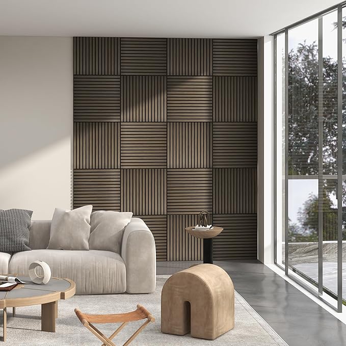 HOMCOM 4 Pack 3D Faux Wood Wall Panels, Wood Slat Wall Panels - Image 6