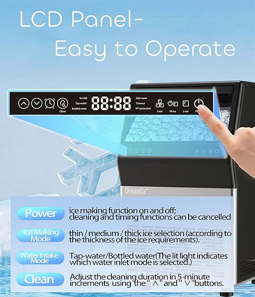 Commercial Ice Maker Machine, 100lbs/24H and 45pcs Stainless Steel Freestanding - Image 4