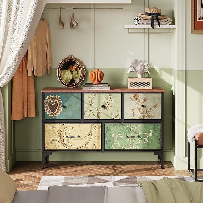 WLIVE Dresser for Bedroom with 5 Drawers, Wide Chest of Drawers, Fabric Dresser - Image 4