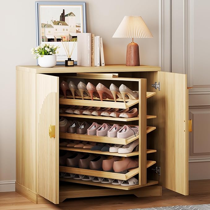 Vlsrka Shoe Cabinet Storage for Entryway, 6-Tier Rotating Shoe Organizer Cabinet by VlsrkaFurniture