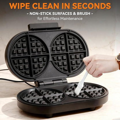 Baker’s Friend Double Belgian Waffle Maker Thick, 2 X 6” Round Waffle Maker - Image 6