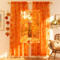 Fall Lace Curtains 84 Inches Long for Living Room Thanksgiving | Holiday Decoration Burnt Orange Sheer, Weave Harvest Pumpkin Design, Rod Pocket, Country Rustic, 54 x 84 Inch 2 Panels
