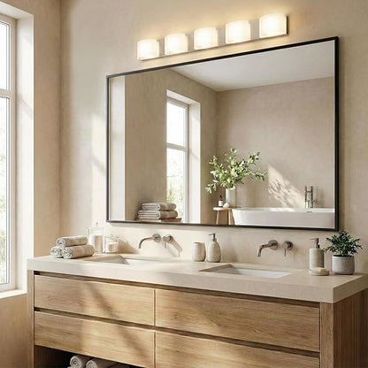 48''x30'' Black Bathroom Mirror, Large Metal Framed Vanity Mirror - Image 2