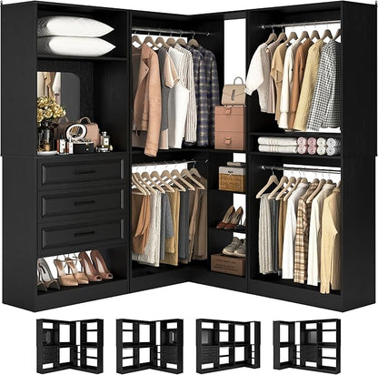 Unikito Closet System with Drawers，86”Modular Corner Closet Organizer System by Unikito