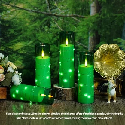 Flameless Candles with Embedded Star String, Battery Operated LED Pillar - Image 2