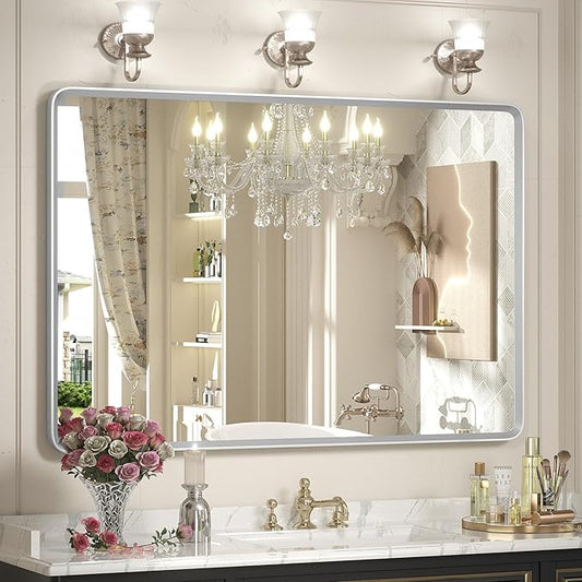 48x32 Inch Silver Bathroom Mirror by GOLOMO