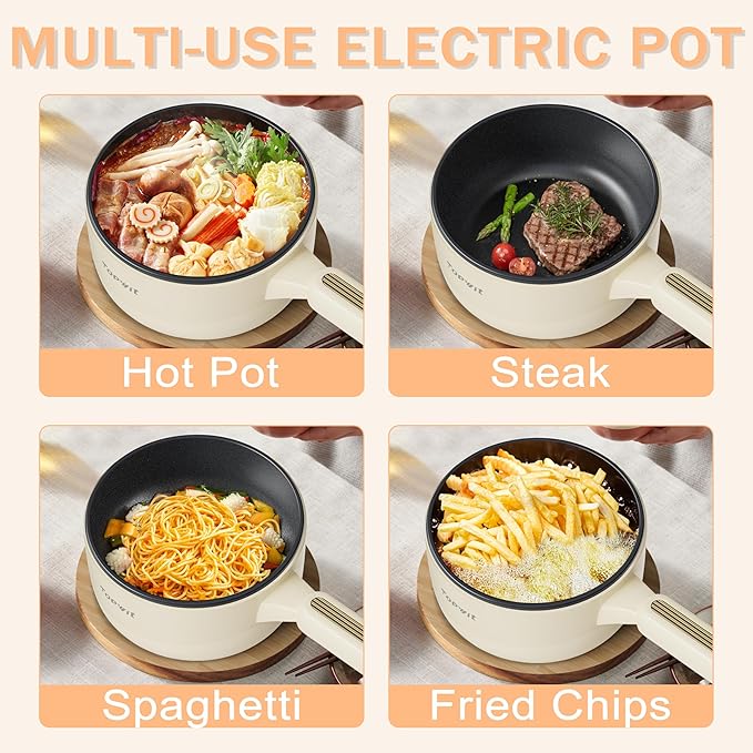 TOPWIT Hot Pot Electric, 2L Multifunctional Electric Pot, Non-Stick Sauté Pan - Image 4