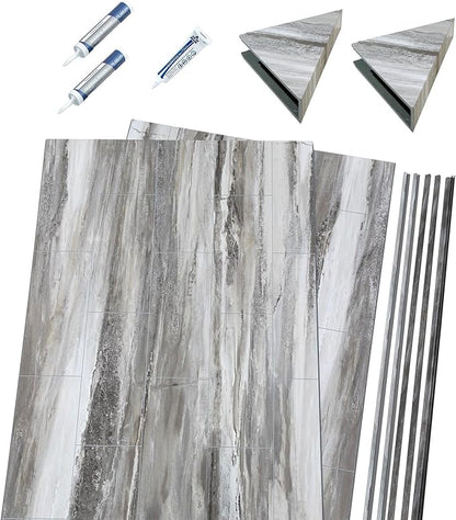 Palisade 78in x 36in x 36in Waterproof Vinyl Corner Shower Surround Kit - Image 2