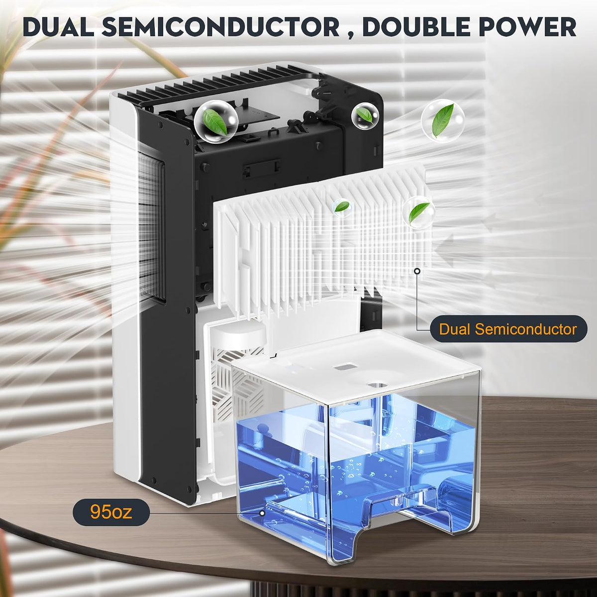 tolife dehumidifier, 1000 sq ft 95 oz tank, close-up detail