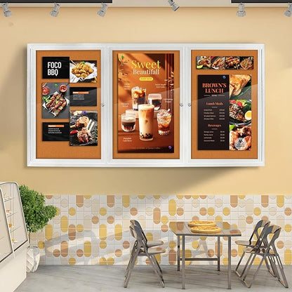 Lockable Outdoor Enclosed Bulletin Board, Weatherproof Cork Noticeboard - Image 7