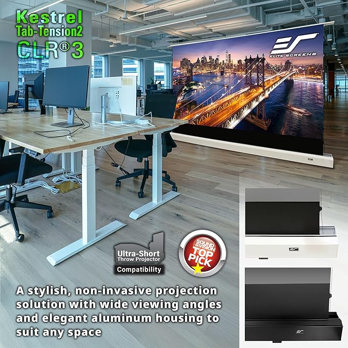 Elite Screens Kestrel Tab-Tension 2 CLR3, Ultra-Short Throw Ceiling Ambient - Image 7