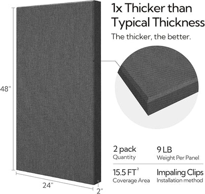 Olanglab Sound Absorbing Acoustic Wall Panels 2 Pack, Large Fabric Wrapped - Image 2
