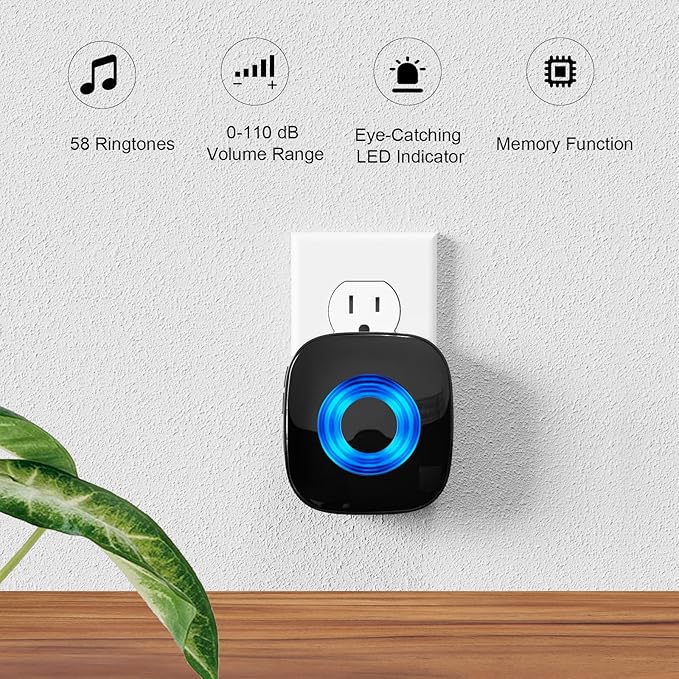 Wireless Doorbell 2 Receivers 2 Push Buttons, PHYSEN Waterproof Door Chime Kit - Image 2