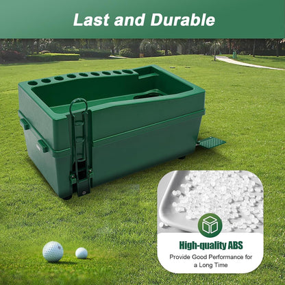 automatic golf ball dispenser with tee up machine, side view