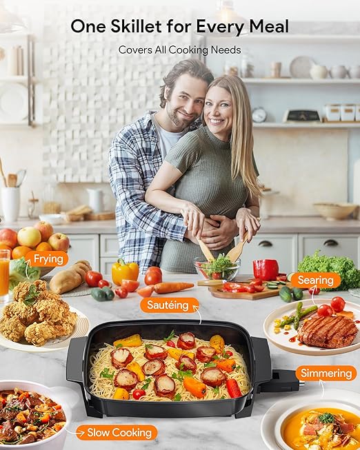 Nuwave Medley XL Digital Electric Skillet, Family Size Griddle w/Glass Lid - Image 6