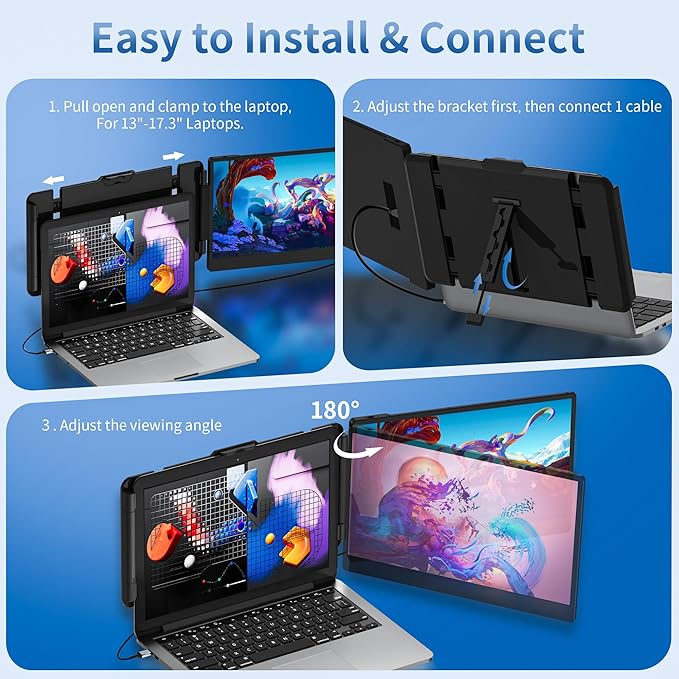 New Upgraded Laptop Screen Extender Portable Monitor, 1080P FHD IPS Screen - Image 6