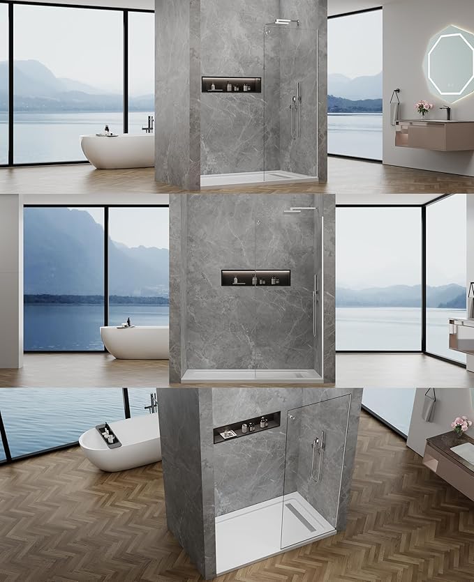 Shower Screen, 3/8" Tempered Glass, Shower Wall Panels, Fix Shower Glass Screen - Image 9