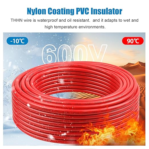 THHN Wire 10 Gauge 200 FT OFC Electrical Wire, 10 AWG Solid Copper Wire Rated - Image 3