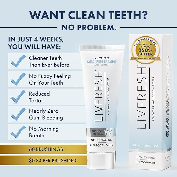 LIVFRESH Toothpaste Gel, Clinically Proven to Remove Plaque 250% Better - Image 6