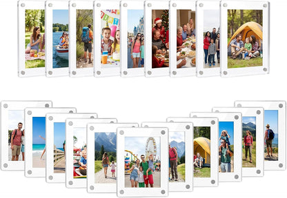 Acrylic 2 x 3 Magnetic Picture Frame for Fridge – Pack of 20 Clear Double-Sided Polaroid Frame for Small Picture – Durable Wallet Size Magnet Photo Frame for Refrigerator or Locker Decor
