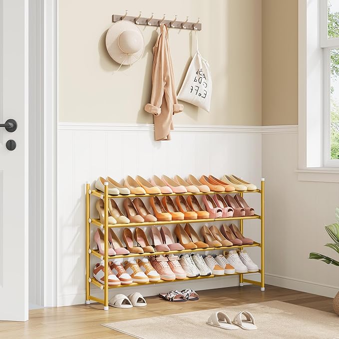 Tajsoon Expandable Shoe Rack for Closet 4 Tier, 29“-41“Adjustable & Stackable - Image 2
