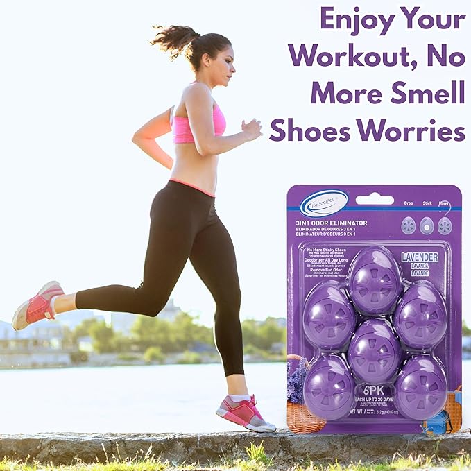 Air Jungles Shoe Deodorizer Balls 6 Ct, Lavender Scent, Odor Remover Balls - Image 3