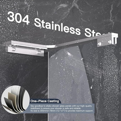 Shower Glass Support Bar, Both Sides Available, Frameless Bathroom Glass Clamp - Image 5