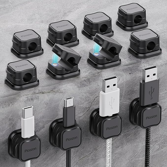 12 Pack Magnetic Cable Clip Organizer Cord Holder, Picozon Adhesive Cable by Picozon