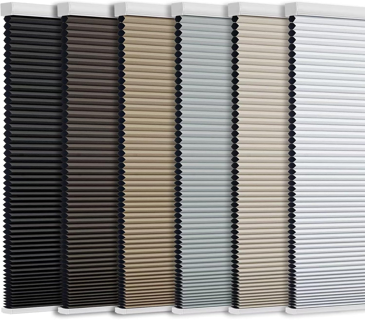Cordless Cellular Shades, Blackout Room Darkening Black Out Honeycomb Blinds for Indoor Windows Bedroom, Pull Down Pleated Accordion Blind Easy Install, Shade Size 24" Wx50 H, Gray