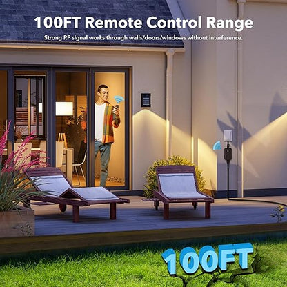 BN-LINK Outdoor Remote Control Outlet Plug Black, Indoor Wireless Outlet Switch - Image 2