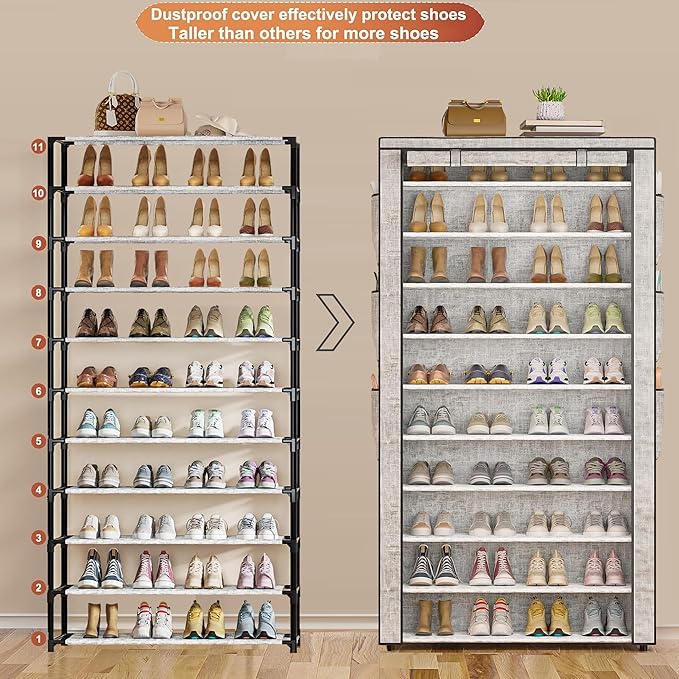 OYREL Shoe Rack 10Tier Large Capacity 50-56Pairs Beautiful Tall Shoe Shelf Free - Image 4