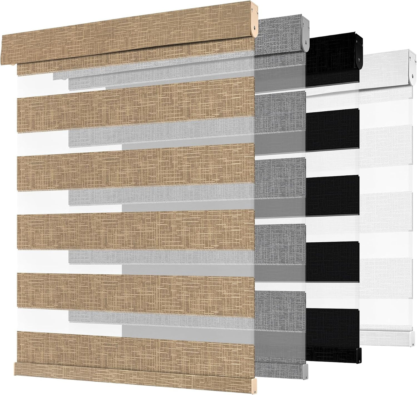 Cordless Zebra Blinds for Windows, Brown, 34.5" W x 72" H | Dual Layer Light Control for Day and Night,Light Filtering & Blackout Window Blinds,Easy to Install Zebra Blind for Home