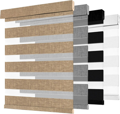 Cordless Zebra Blinds for Windows, Brown, 34.5" W x 72" H | Dual Layer Light Control for Day and Night,Light Filtering & Blackout Window Blinds,Easy to Install Zebra Blind for Home