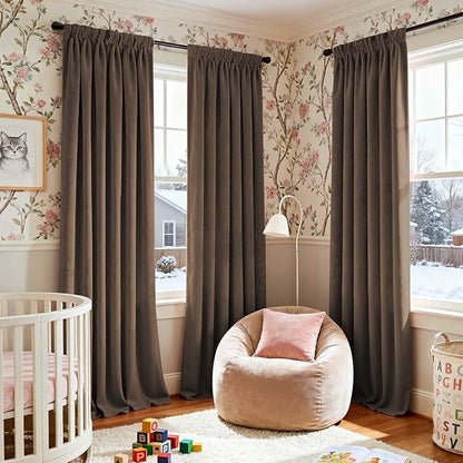 Lazzzy Velvet Blackout Extra Long Curtains Thermal Insulated Room Window Drapes - Image 9