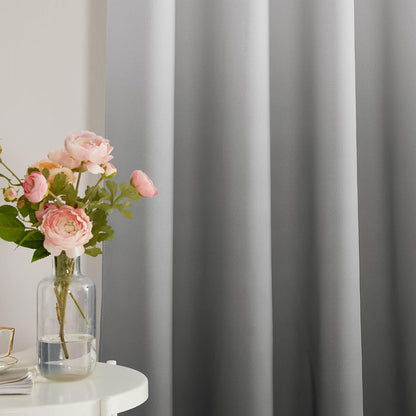 NICETOWN White & Grey Room Darkening Curtains 84 inch Long, Grommet Gradient Curtains Easy-Matching Window Treatments for Boys Bedroom/Kids Room, W52, Set of 2